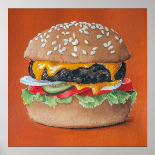 Hamburger Illustration kitchen poster