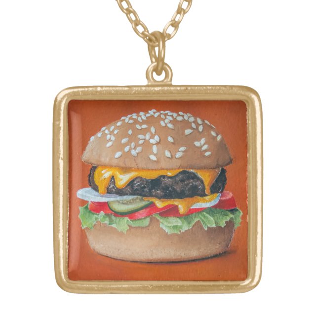 Hamburger Illustration necklace (Front)
