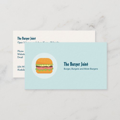 Hamburger Illustration with Tomato and Lettuce Business Card