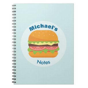 Hamburger Illustration with Tomato and Lettuce Notebook