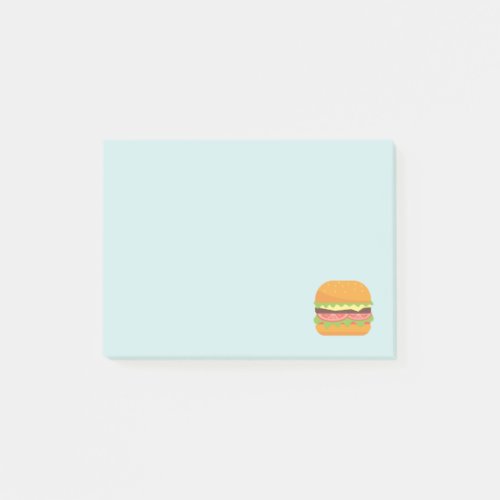 Hamburger Illustration with Tomato and Lettuce Post_it Notes