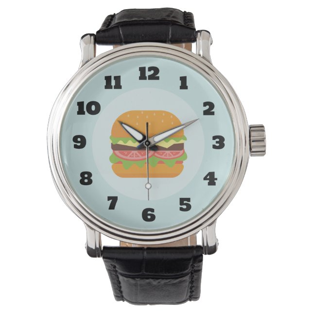 Hamburger Illustration with Tomato and Lettuce Watch (Front)