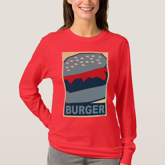 Hamburger In Blue Art T-Shirt (Front)