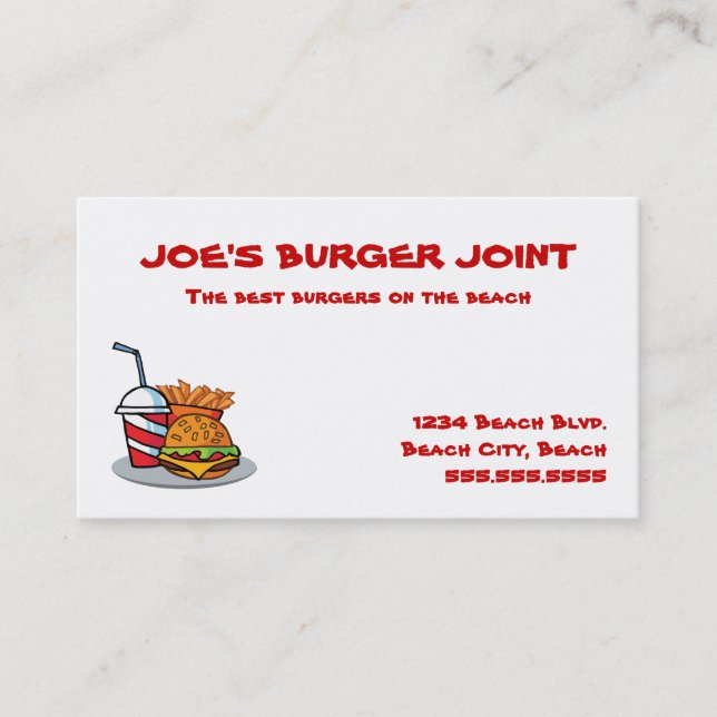 Hamburger Joint Business Cards (Front)