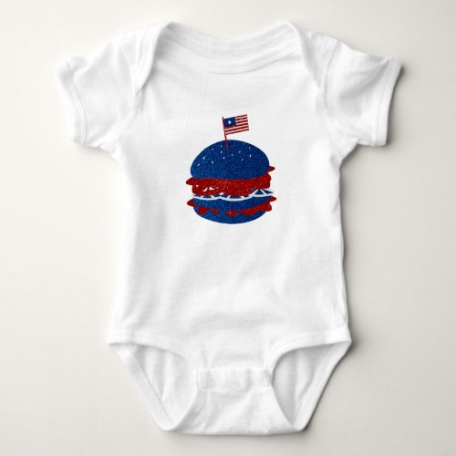 Hamburger July 4th Glitter Baby Bodysuit