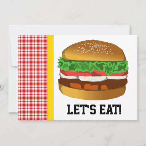 Hamburger, Let's Eat! Invitation