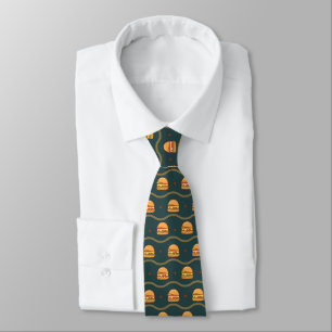 Hamburger Lover Cheeseburger Cute Tiled Pattern  Neck Tie