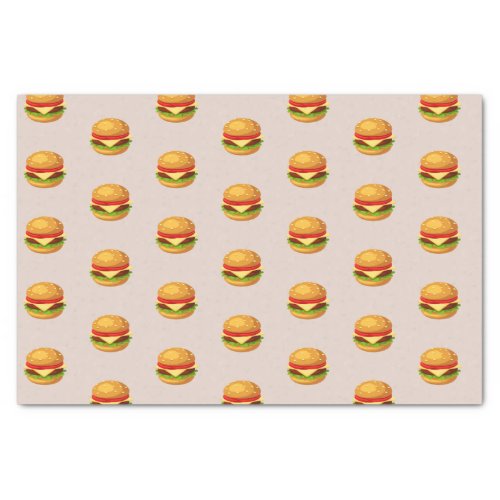 Hamburger Lover Cheeseburger Cute Tiled Pattern   Tissue Paper