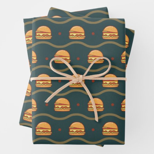 Hamburger Lover Cheeseburger Cute Tiled Pattern Wrapping Paper Sheets