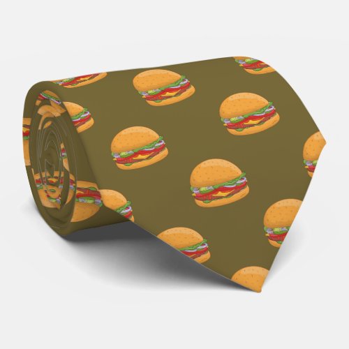 Hamburger Lover Cute Tiled Pattern   Neck Tie