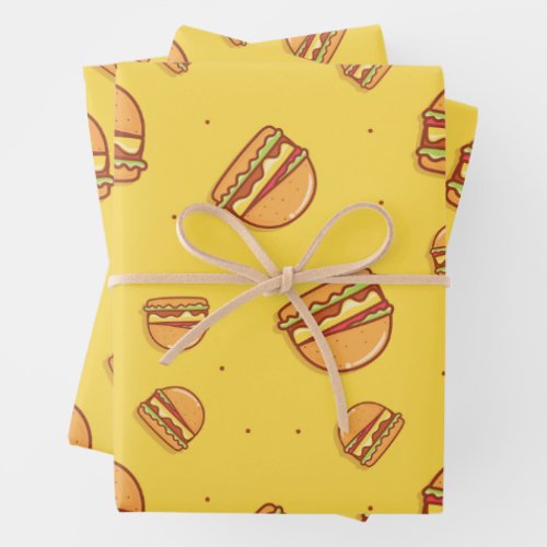 Hamburger Lover Cute Tiled Pattern  Wrapping Paper Sheets