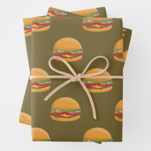 Hamburger Lover Cute Tiled Pattern Wrapping Paper Sheets