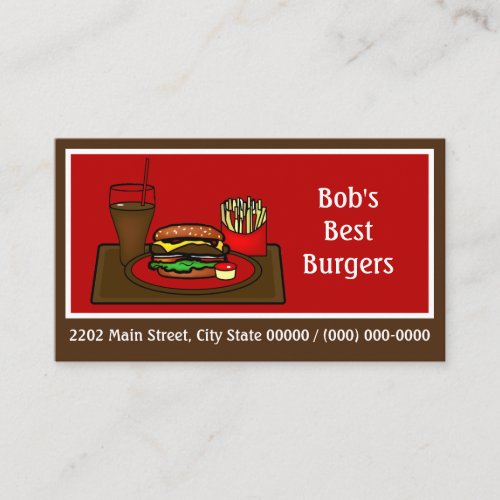 Hamburger Meal Diner Fast Food Restaurant Business Business Card