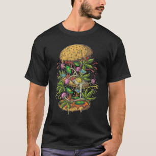 Hamburger Mushroom Weed Leaf Vintage T-Shirt