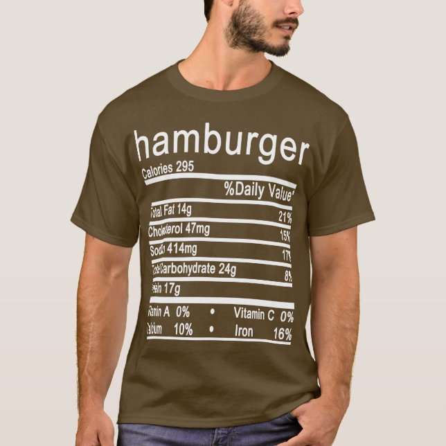hamburger Nutrition Facts Funny Thanksgiving T-Shirt (Front)