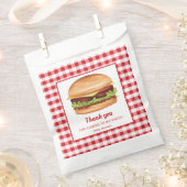Hamburger On Red Gingham Birthday Thank You Favor Bag (Clipped)