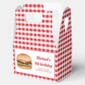 Hamburger On Red Gingham Birthday Thank You Favor Boxes (Opened)