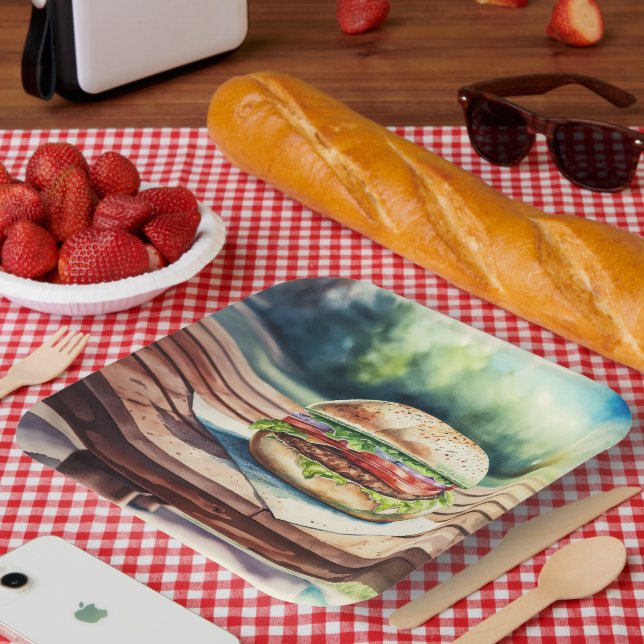 Hamburger Paper Plates (Picnic)