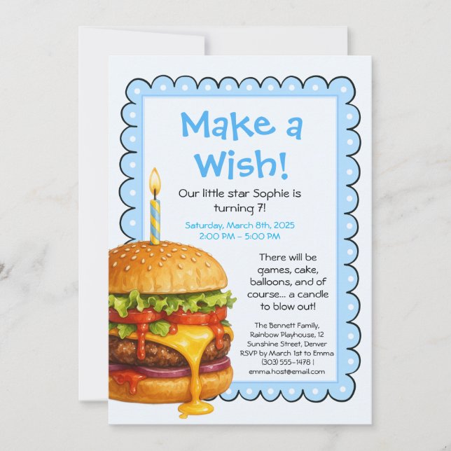 Hamburger Party Cookout | Kids Birthday Invitation (Front)