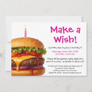Hamburger Party Cookout   Kids Birthday Invitation