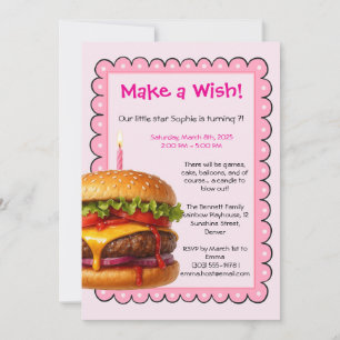 Hamburger Party Cookout   Kids Birthday Invitation