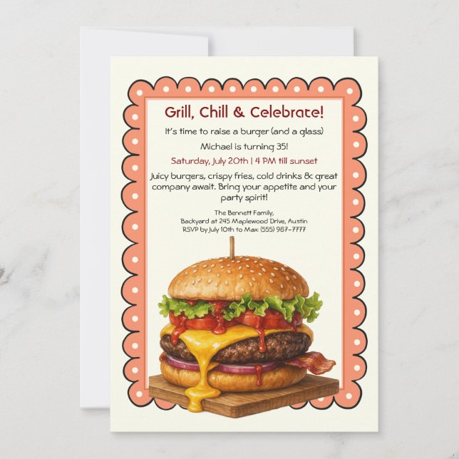 Hamburger Party | Fun Burger Celebration Invitation (Front)