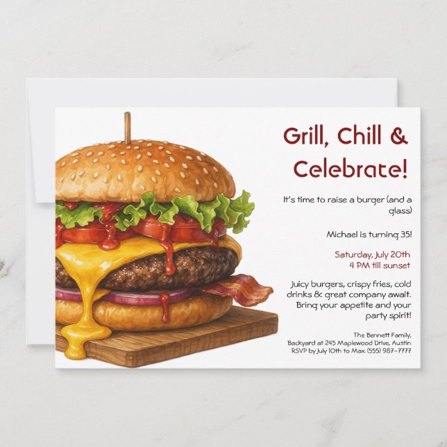 Hamburger Party | Fun Burger Celebration Invitation (Front)