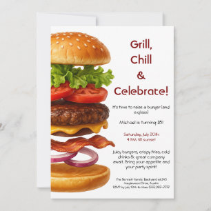 Hamburger Party   Fun Burger Celebration Invitation