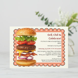 Hamburger Party   Fun Burger Celebration Invitation