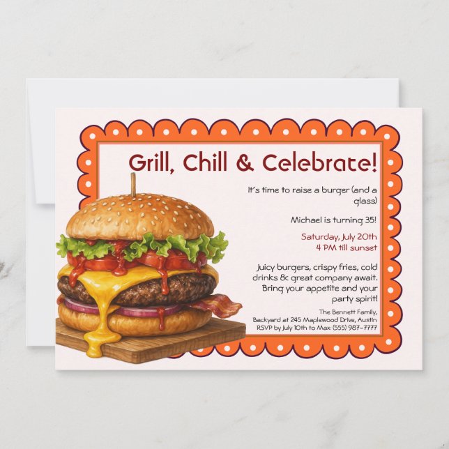 Hamburger Party | Fun Burger Celebration Invitation (Front)