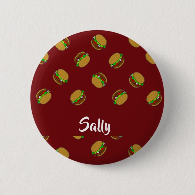 Hamburger pattern on maroon button (Front)