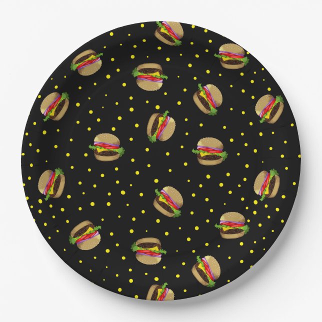 hamburger pattern paper plates (Front)
