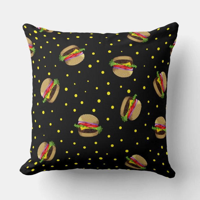 hamburger pattern throw pillow (Front)