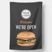 Hamburger Restaurant Diner Custom Logo We're Open House Flag (Back)
