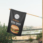 Hamburger Restaurant Diner Custom Logo We're Open House Flag (Insitu (Back))