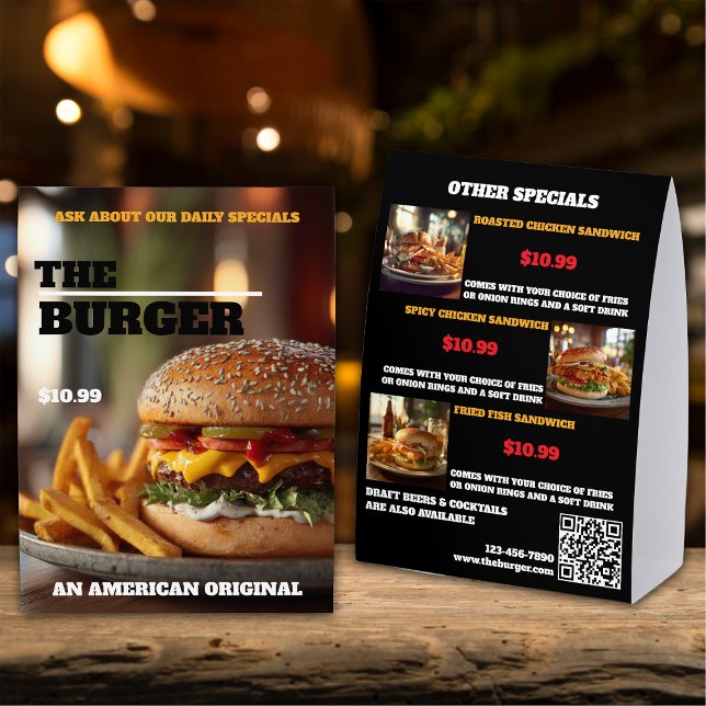 Hamburger Restaurant Paper Table Tent (Creator Uploaded)