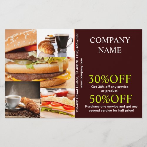 hamburger sandwich private chef catering flyer