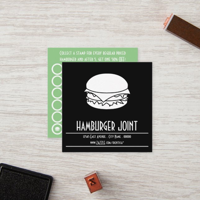 hamburger square stamp card (Front/Back In Situ)