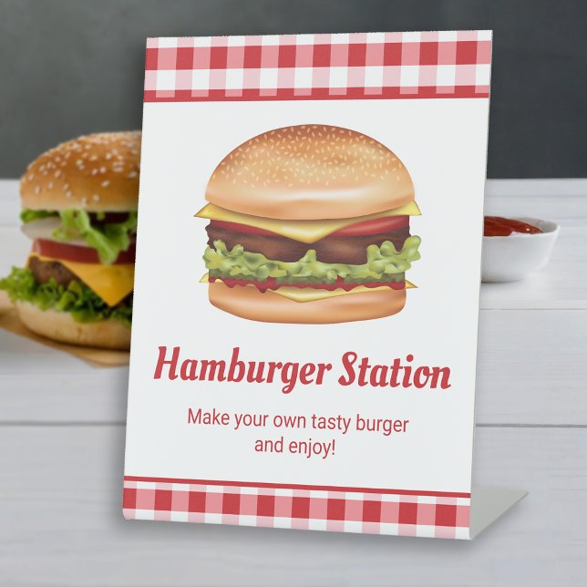 Hamburger Station Burger Bar Make Your Own Burger Pedestal Sign (Creator Uploaded)