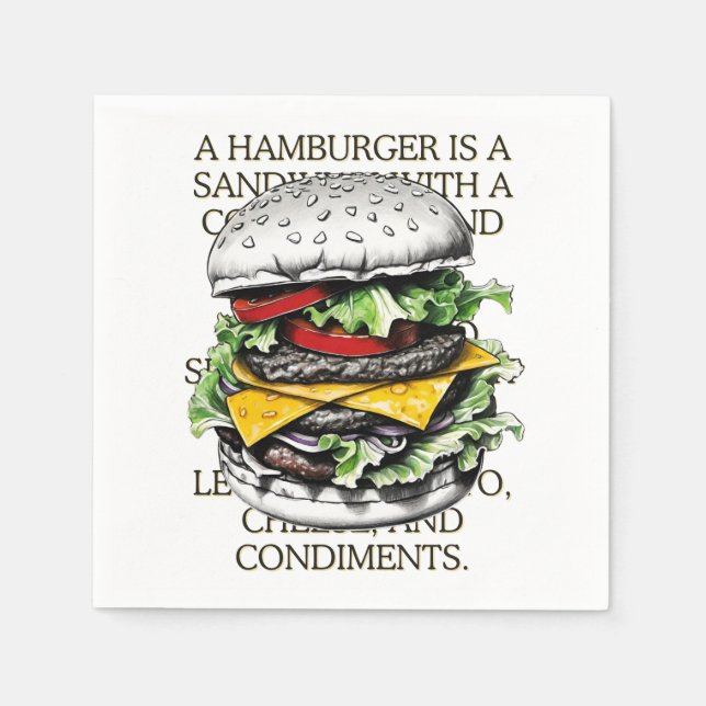 Hamburger vintage sketch by CallisC Arts ⭐⭐⭐⭐⭐ Napkins (Front)