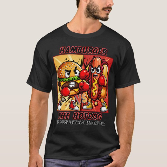 Hamburger vs Hotdog - Picnic King T-Shirt (Front)