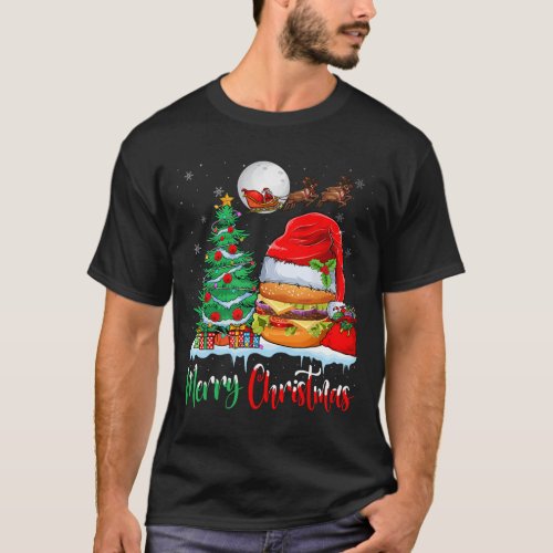 Hamburger Wearing Santa Hat Xmas _ Merry Christmas T_Shirt