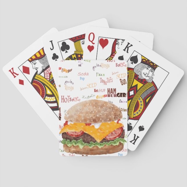 Hamburger with Cheese Fast Food BBQ Diner Poker Cards (Back)