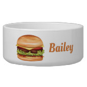 Hamburger With Cheese Illustration And Custom Name Bowl (Front)