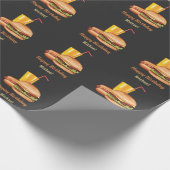 Hamburger With Hot Dog And Drink Happy Birthday Wrapping Paper (Corner)