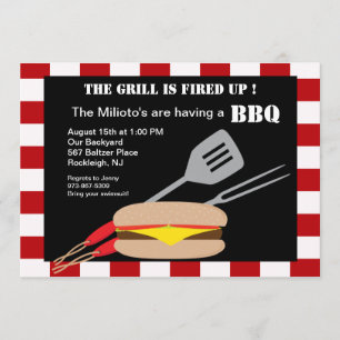 Hamburger with Utensils Barbecue Invitation