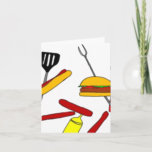 Hamburgers and Hot Dogs Holiday Card