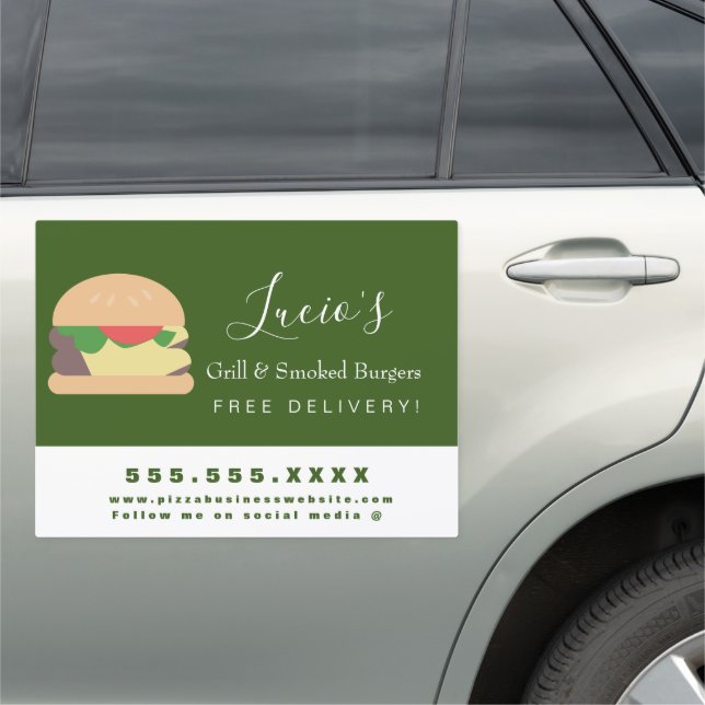 Hamburgers Grill Restaurant Delivery Business Car Magnet (In Situ)