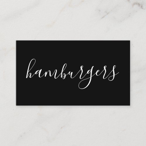 hamburgers handwritten business card