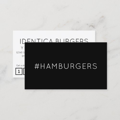 HAMBURGERS hashtag loyalty punch card